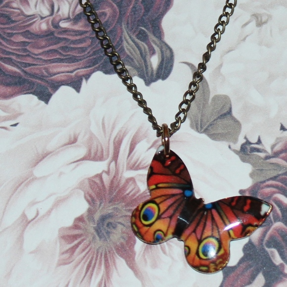Handcrafted Jewelry - New Orange Monarch Butterfly Necklace BOUTIQUE